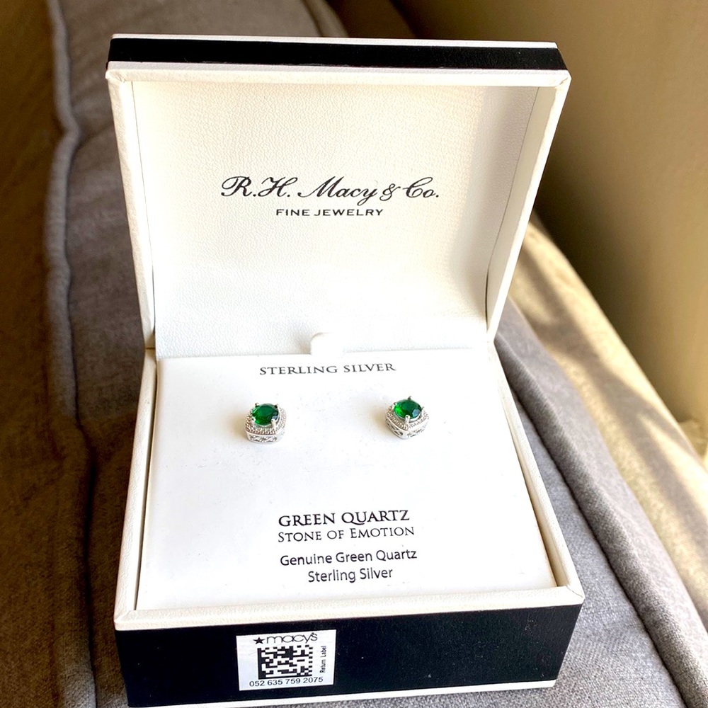 NWT Sterling Silver & Green Quartz Earrings
